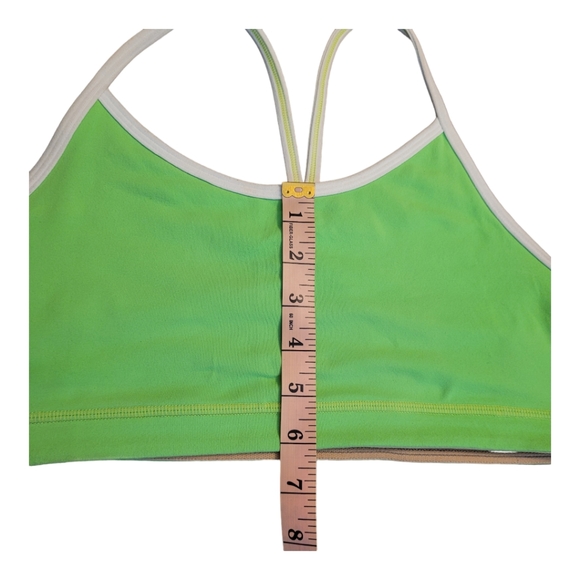 Lululemon Flow Y Bra IV Neon Green White Size 8 Racerback Sports Bra EUC - Picture 12 of 16